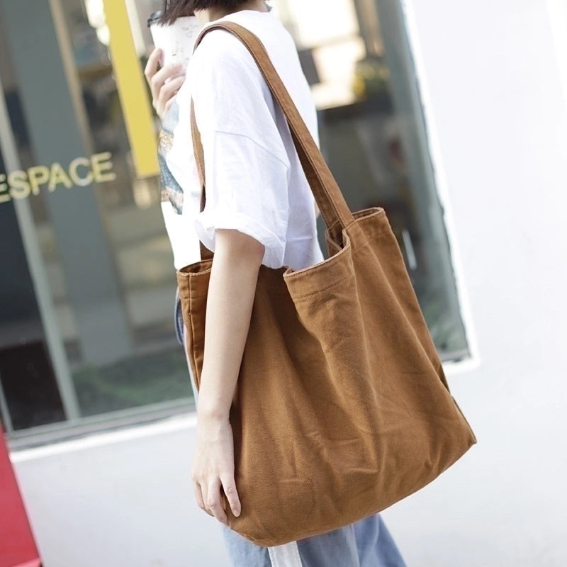 Women's Streetwear Solid Color Canvas Shopping Bags