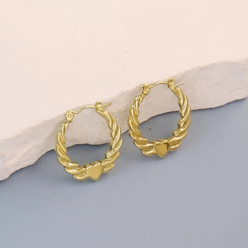 1 Pair Minimalist Pentagram Round Solid Color Plating 304 Stainless Steel 18K Gold Plated Earrings