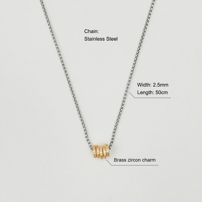 Retro Solid Color Titanium Steel Zircon 18K Gold Plated Plating Inlay Pendant Necklace