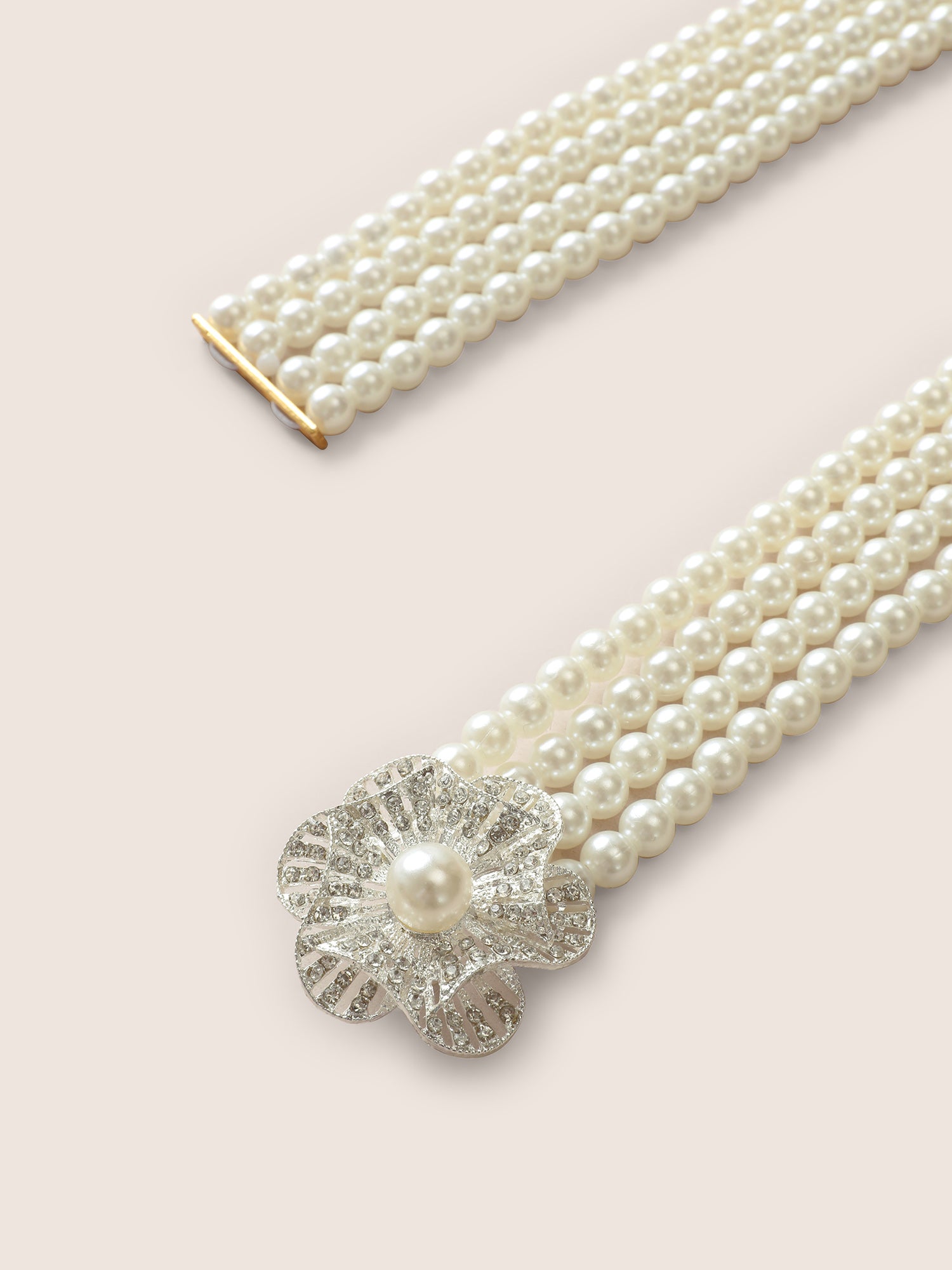 Floral Faux Pearl Beaded Belt
