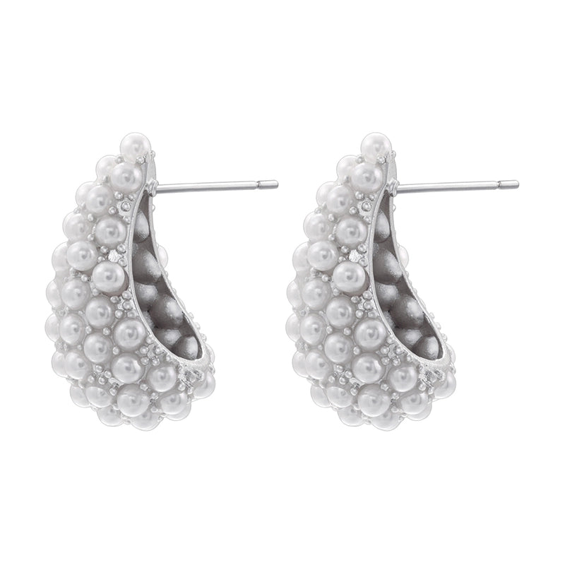 1 Pair Casual Elegant Minimalist C Shape Water Droplets Plating Inlay Copper Artificial Pearls 18k Gold Plated Earrings