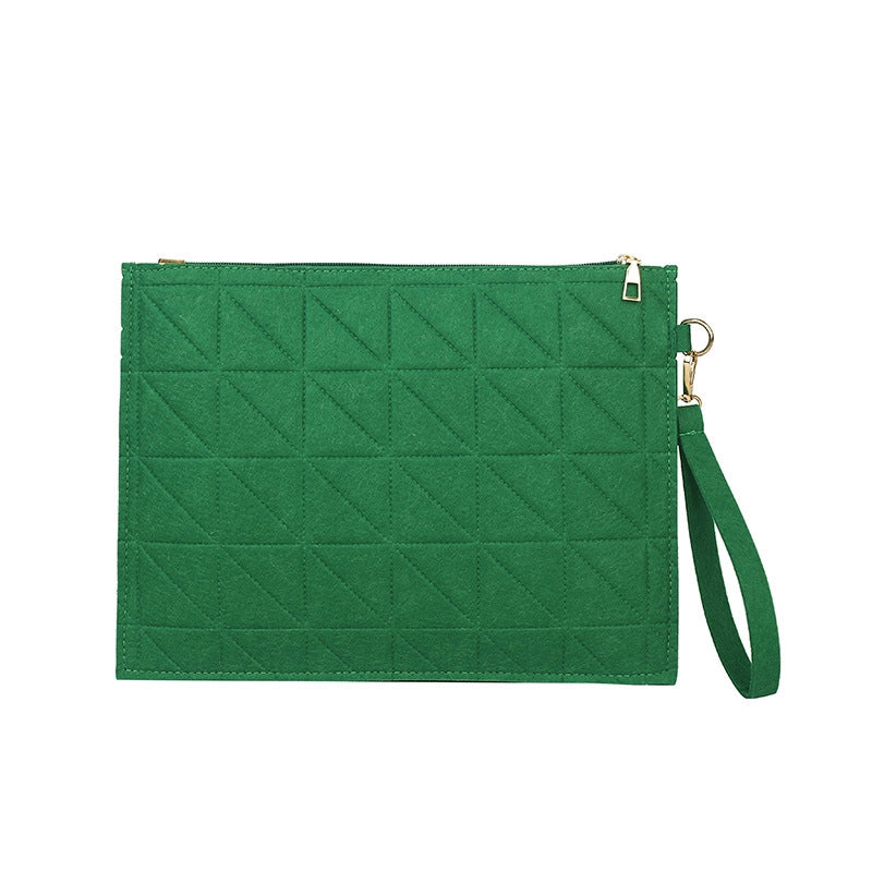 Women's Medium Felt Solid Color Basic Classic Style Square Zipper Envelope Bag