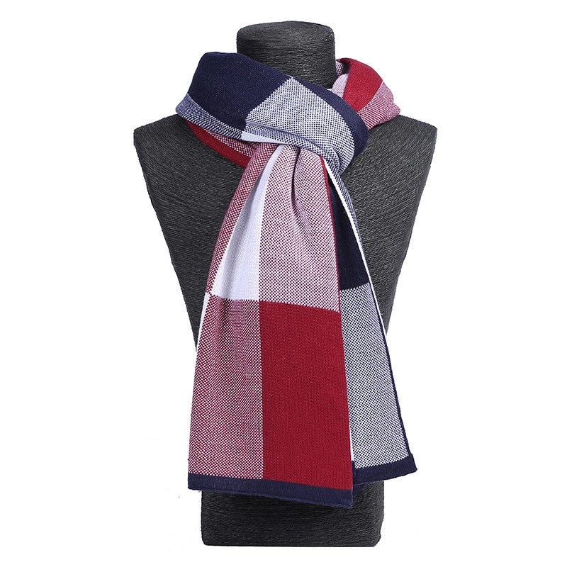 Men's Scarf Winter Warm Plaid Thickened Business Knitted Cashmere Thick Scarf Fashionable Scarf