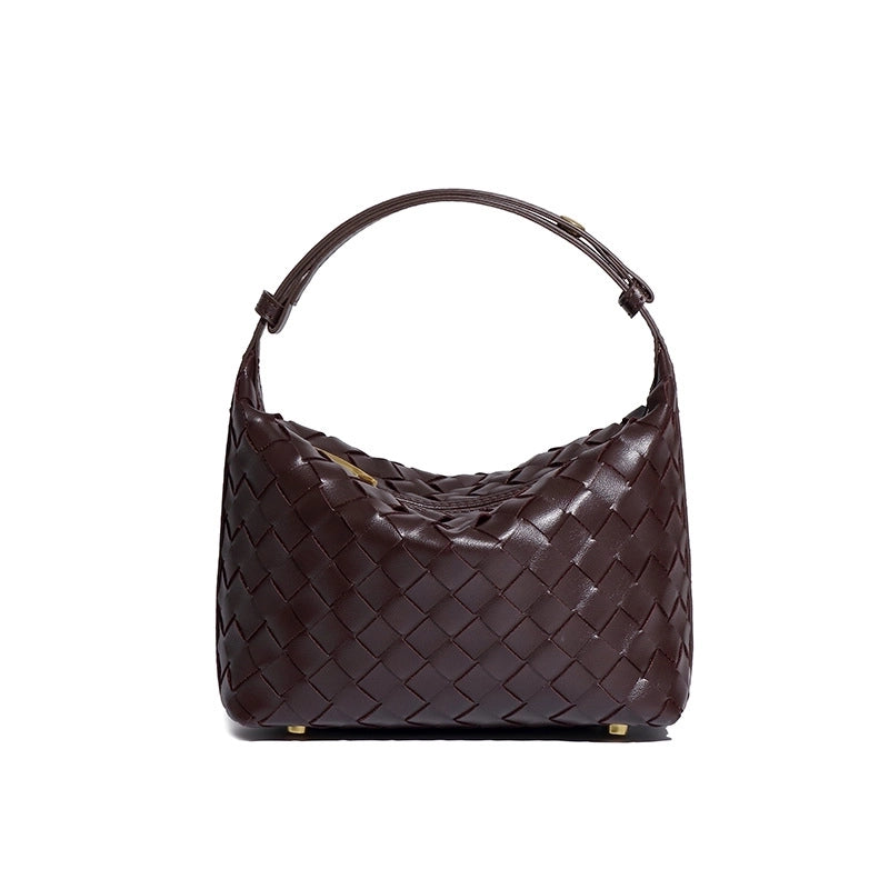 Women's Medium Straw Solid Color Vacation Classic Style Weave Zipper Underarm Bag