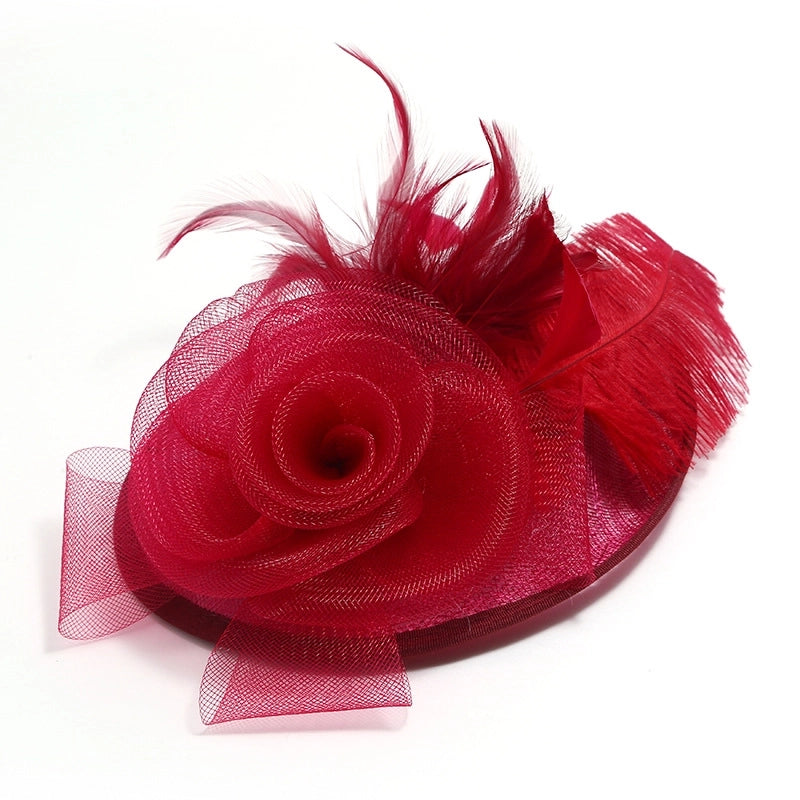 Supply Of Women's Hats Spring And Summer Hemp Gauze Ostrich Feather Western-style Banquet Hat