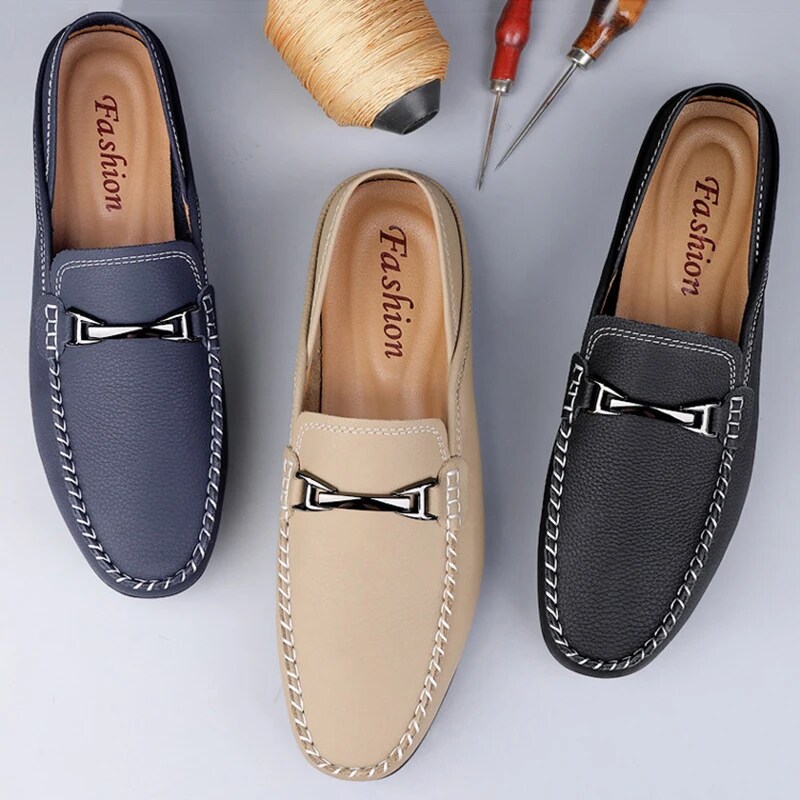 Gptsolvy New Men's Loafers Handmade Leather Shoes Men Tennis Casual Driving Flats Slip-On Boat Shoes Plus Size 48 49 Mokassin Lazy Shoes