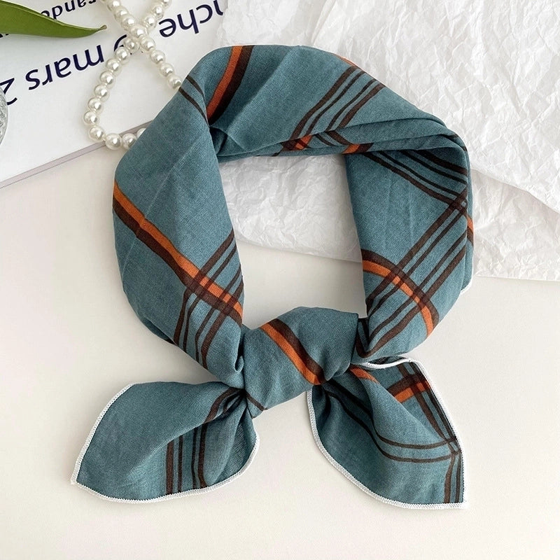Women's Sweet Minimalist Color Block Cotton And Linen Printing Scarf