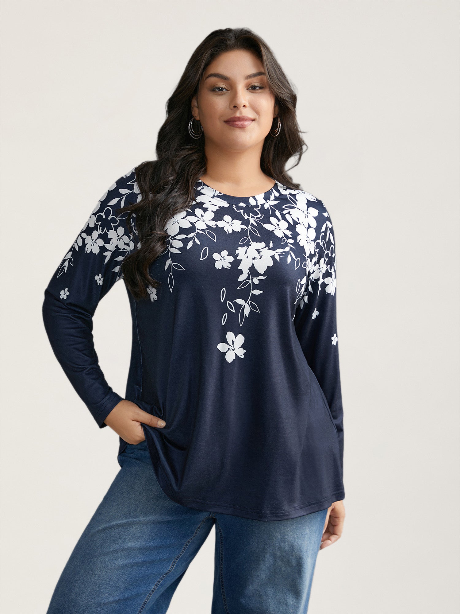 Round Neck Boho Print T-Shirt