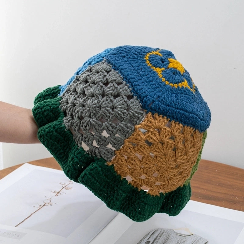 Women's Fashion Color Block Flat Eaves Wool Cap