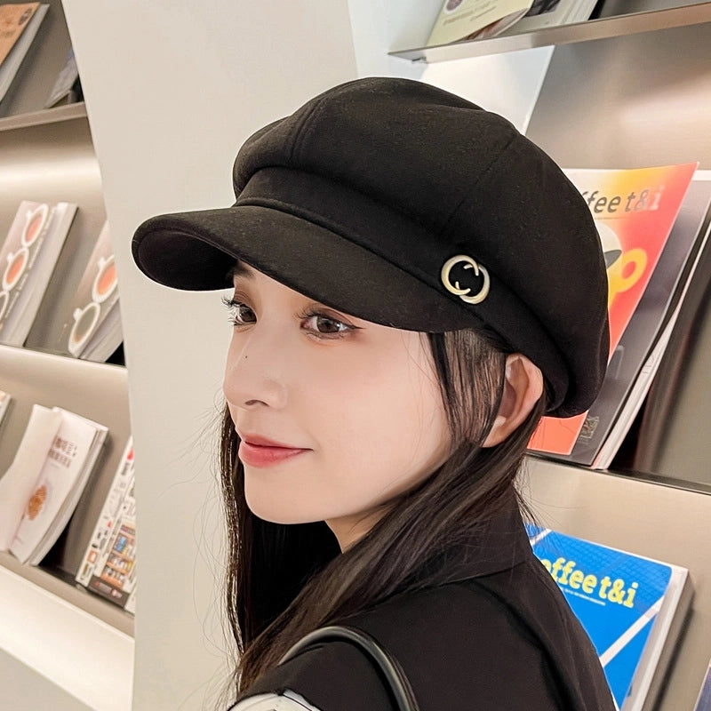 Women's Basic Solid Color Curved Eaves Beret Hat