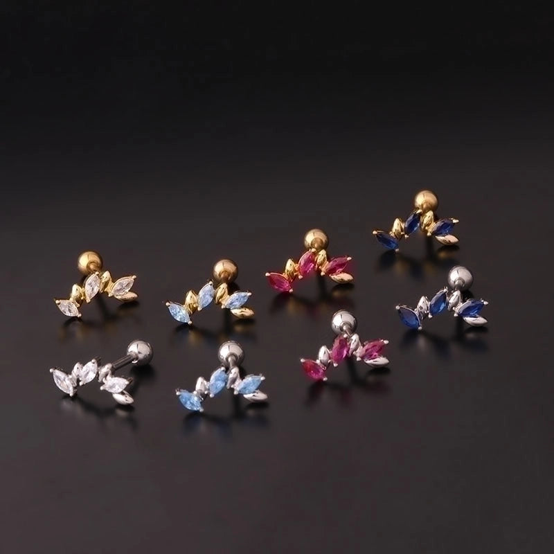 Ear Cartilage Rings & Studs Fashion Geometric 316L Stainless Steel  Copper Plating Inlay Zircon