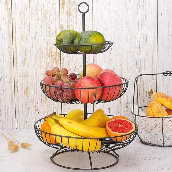 3 Tier Metal Fruit Storage Basket-Black(SA2405-08)