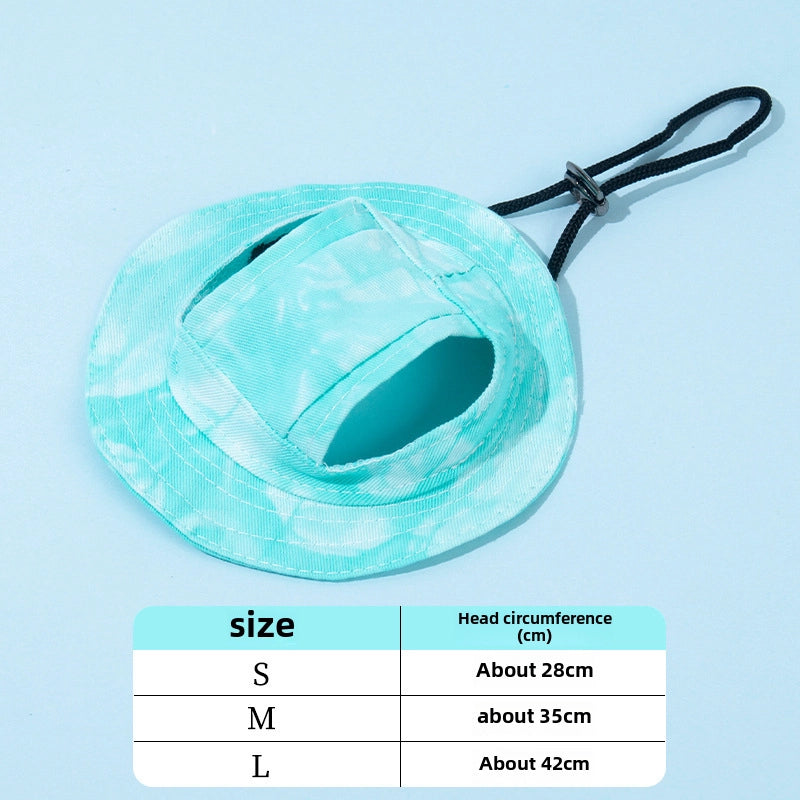 Dog Cat Sunshade Hat Exposed Ears Adjustable Rope Buckle Fisherman Hat Pet Supplies