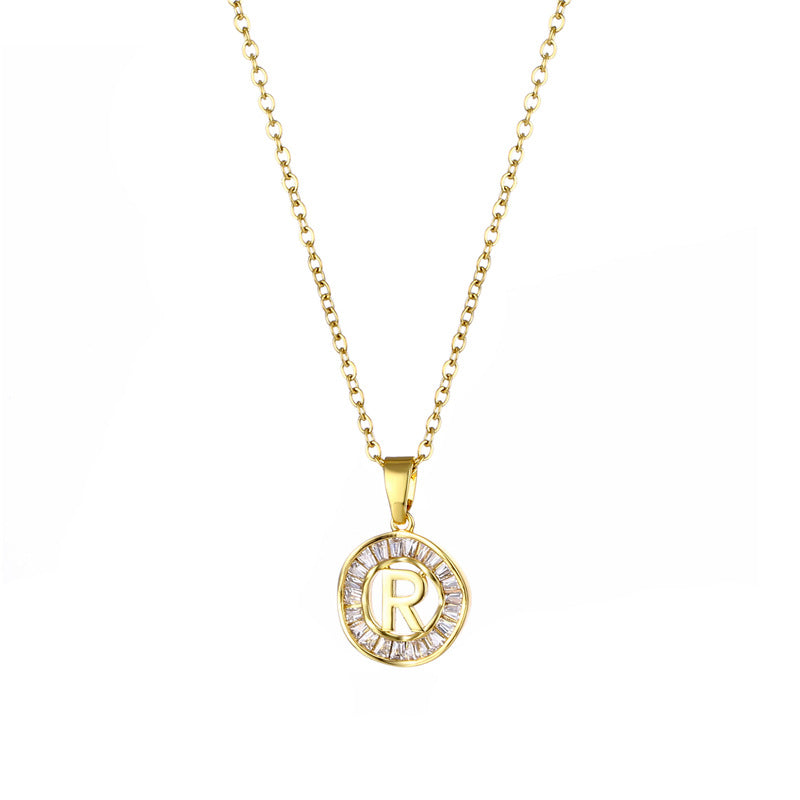 Natural Letter Text Number Stainless Steel Electroplating Necklaces
