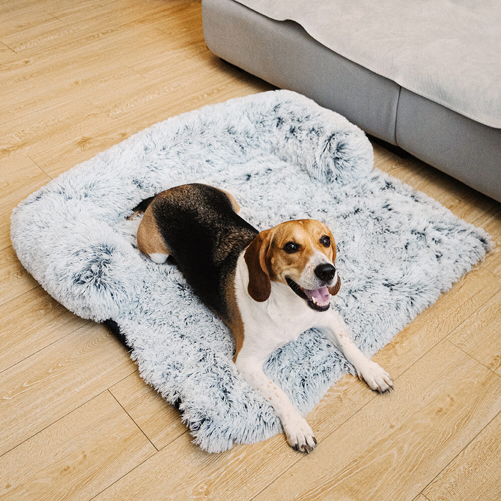 Calming Furniture Protector Dog Bed - Fuzzy Backrest