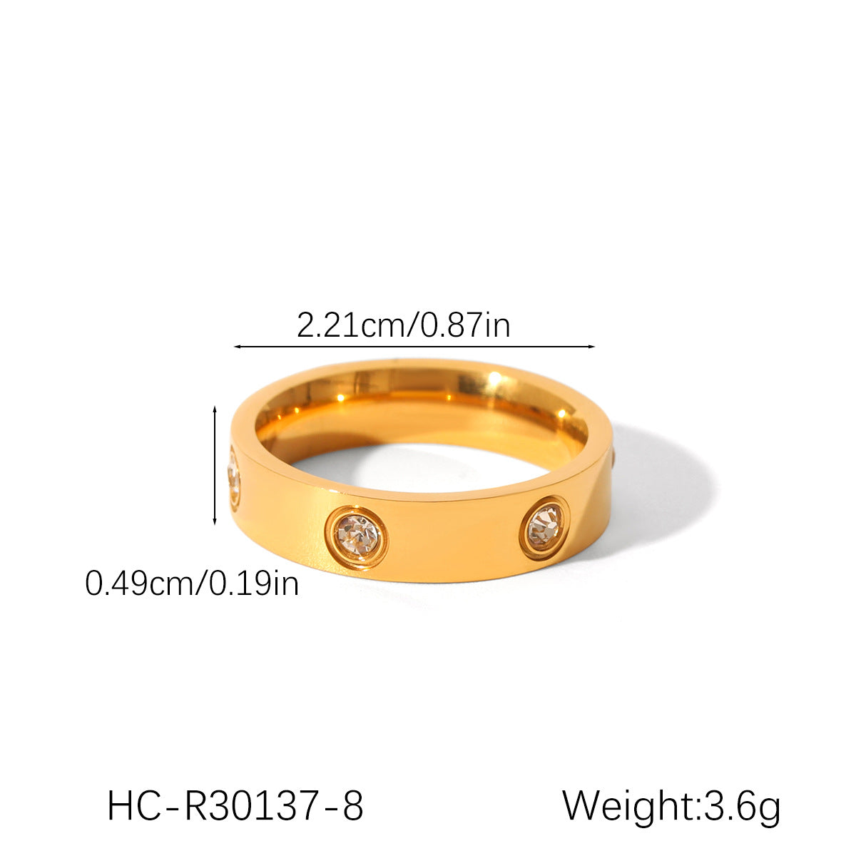 Ins Style Simple Stainless Steel Ring Diamond Ring Female 18K Gold Polished Titanium Steel Ring