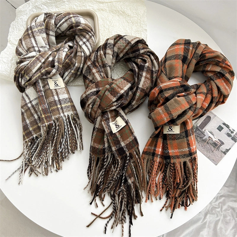 Women's Retro Plaid Imitation Cashmere Scarf