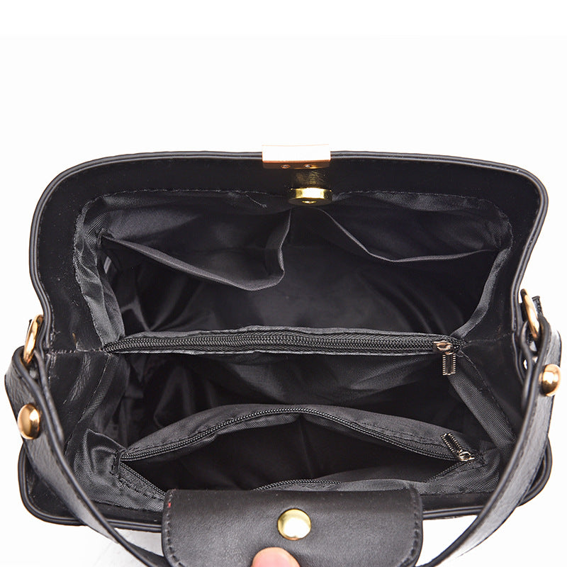 Stone Pattern PU Leather Bucket Crossbody Bag