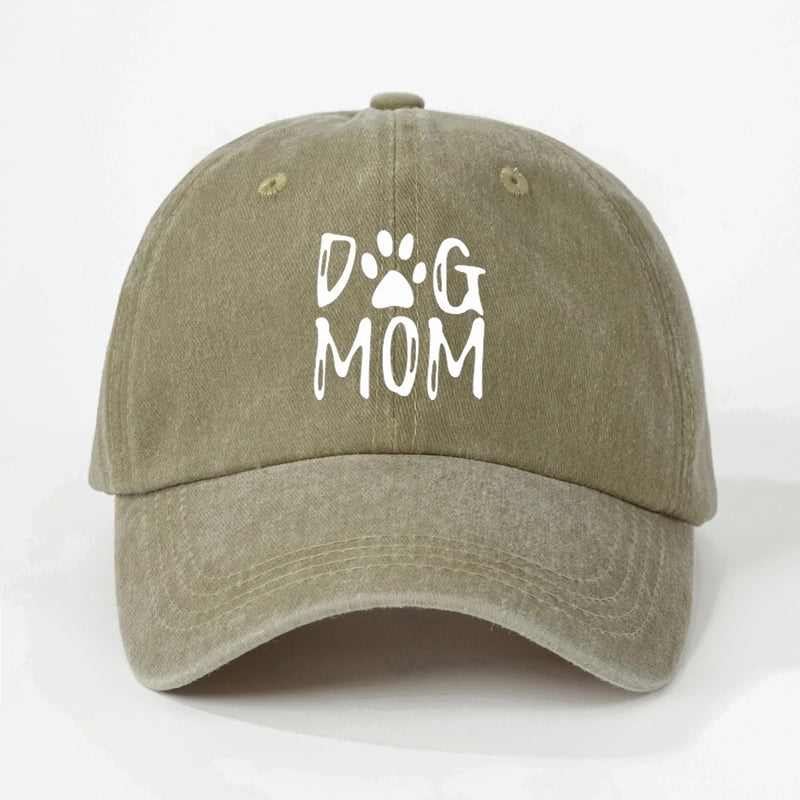 Hot Hat Printing DOG MOM Custom Washed Baseball Cap Men's And Women's Outdoor Sunscreen Soft Top Cap