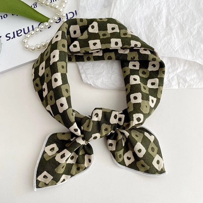 Women's Sweet Minimalist Color Block Cotton And Linen Printing Scarf