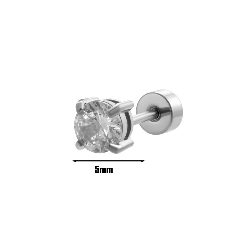 1 Piece Ear Cartilage Rings & Studs Minimalist Round 316L Stainless Steel  Plating Inlay Zircon