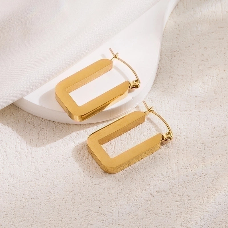 1 Pair Basic Cool Style Solid Color Plating 304 Stainless Steel 18K Gold Plated Stainless Steel Earrings