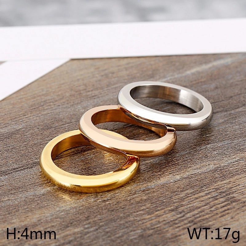 304 Stainless Steel 18K Gold Plated Basic Minimalist Classic Style Round Rings