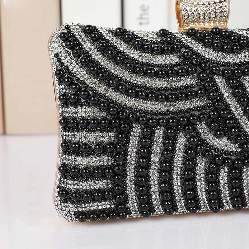 Black White Pu Leather Solid Color Square Evening Bags