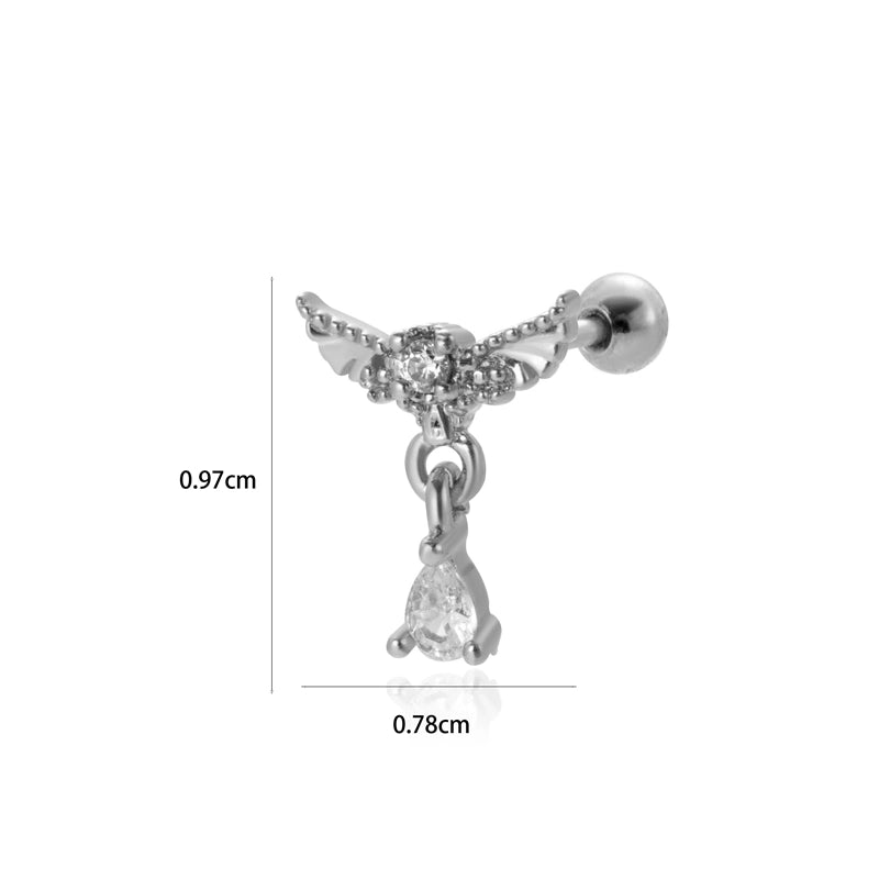 1 Piece Ear Cartilage Rings & Studs Minimalist Classic Style Heart Shape Wings Flower 316L Stainless Steel  Copper Plating Inlay Zircon