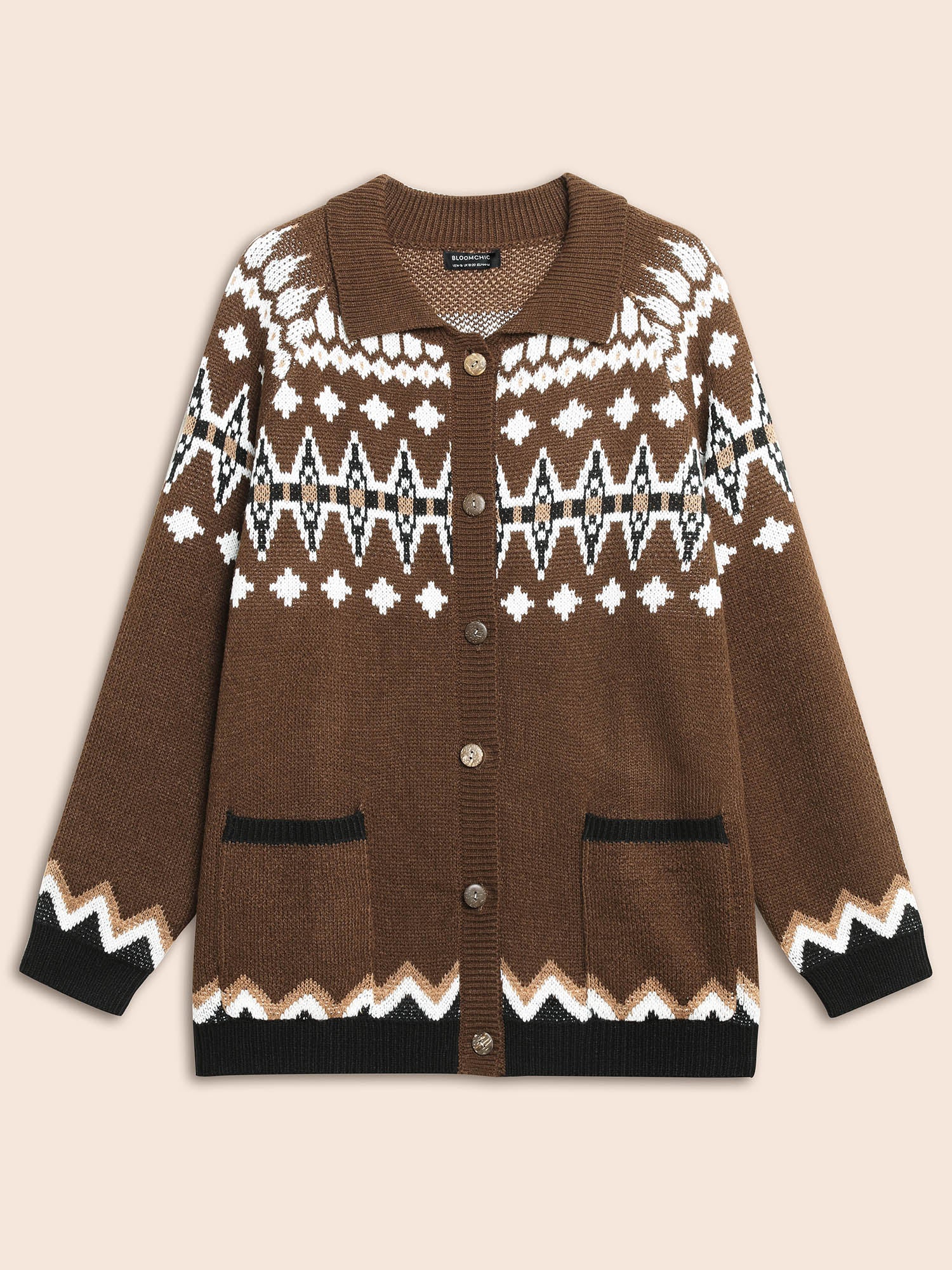 Fair Isle Collared Button Down Cardigan