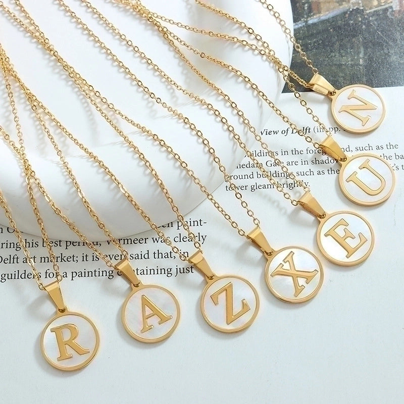 Fashion Letter 304 Stainless Steel Shell 18K Gold Plated Plating Pendant Necklace