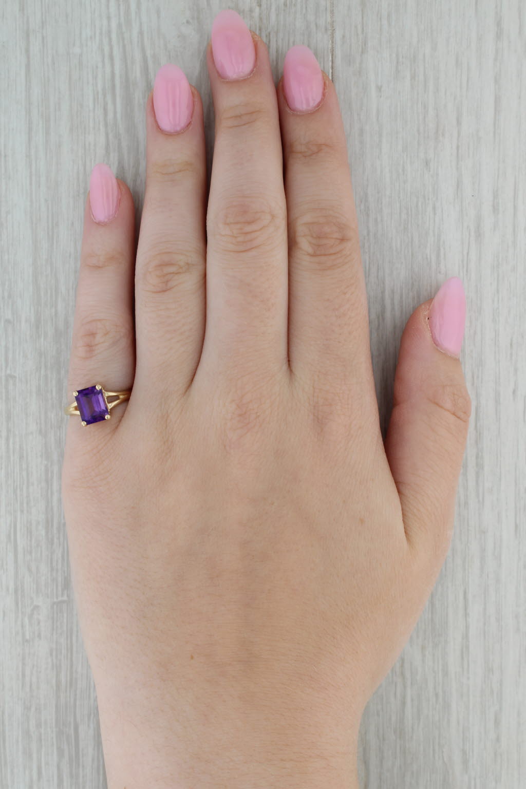 3ct Emerald Cut Amethyst Solitaire Ring 14k Yellow Gold Size 6