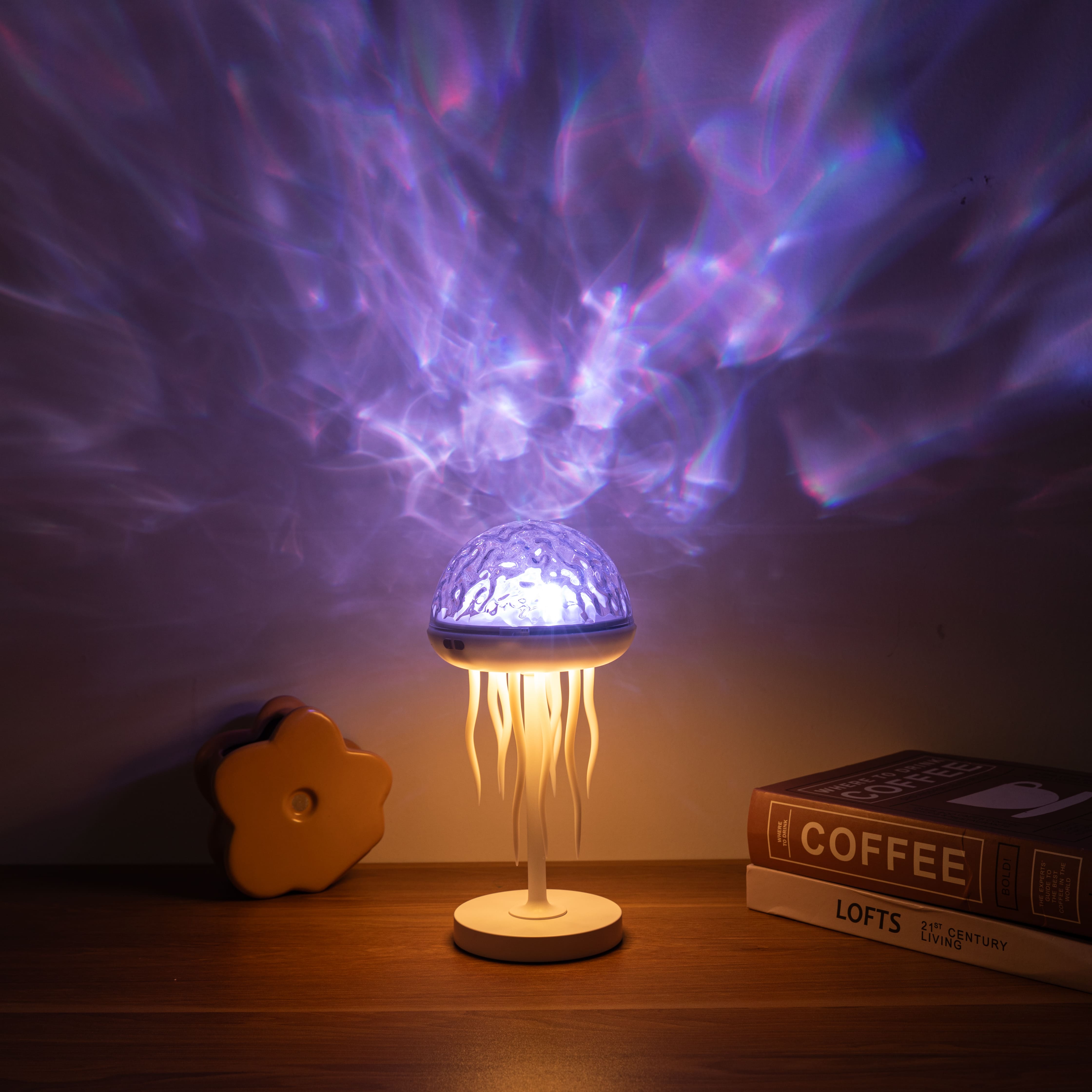 Jellyfish Wave Projector Lamp 7-Color LED Night Light with Moving Tentacles Water Ripple Effect for Relaxation
