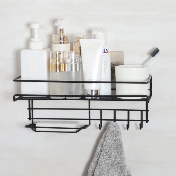 Wall Mounted Shelf With Hooks And Soap(5442) Holder