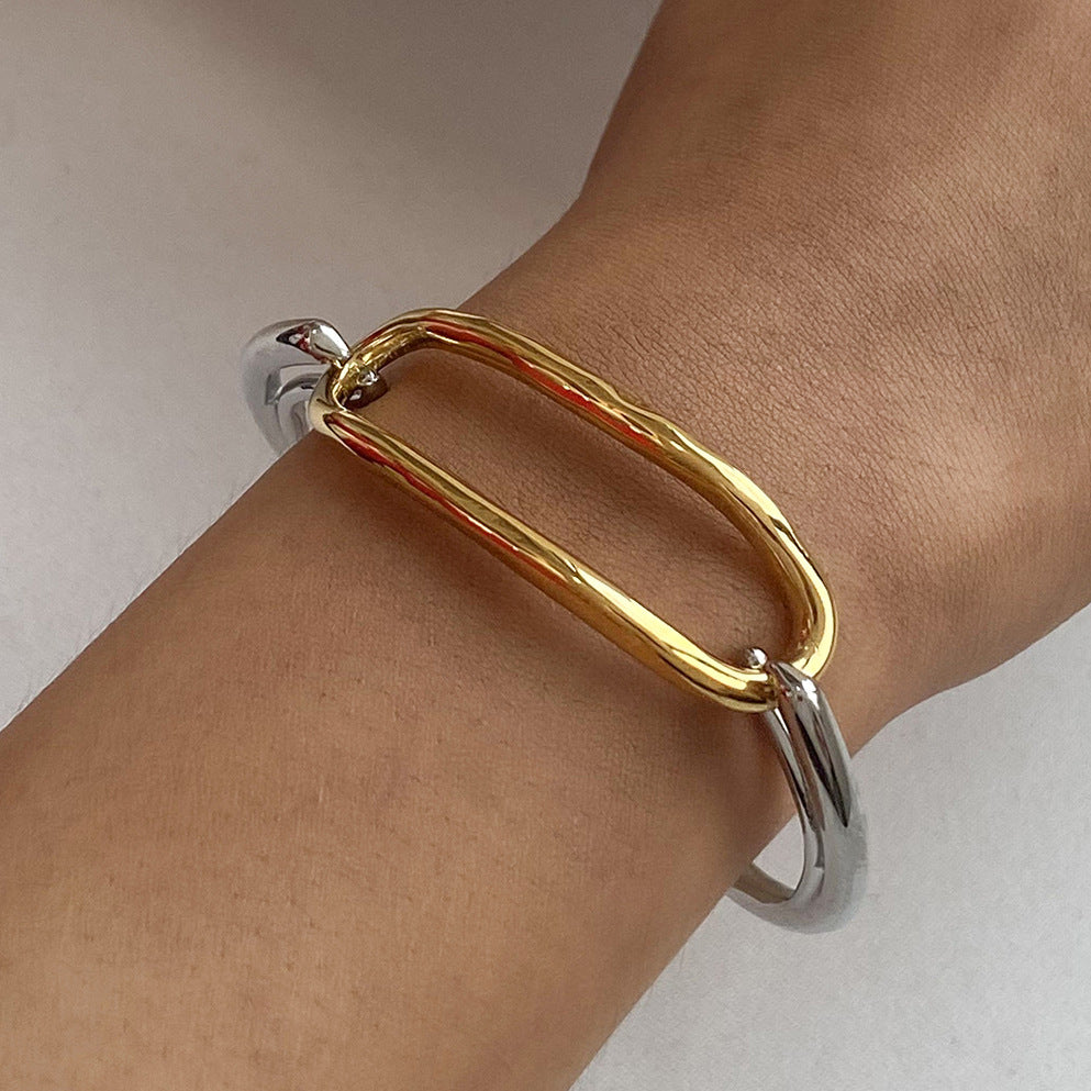 18K Stainless Steel Color Matching Geometric Bracelet Ins Simple Bracelet Titanium Steel Bracelet