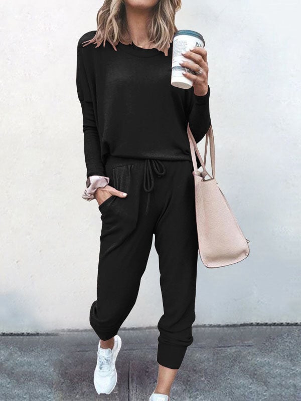 💥New Year sales💥Women's Sweatsuit 2 Piece Set Drawstring Pocket Loose Fit Minimalist Long Sleeve Soft Oversized Comfortable