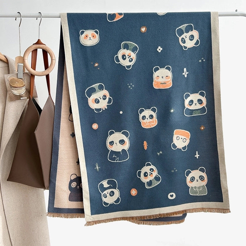 Women's Cute Panda Imitation Cashmere Polyester Scarf