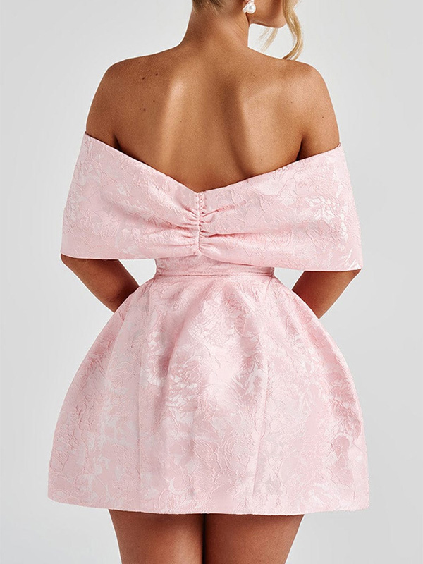 A-Line High Waisted Solid Color Off-The-Shoulder Mini Dresses