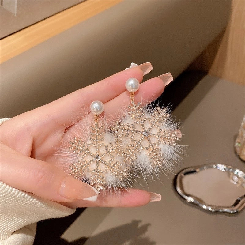 1 Pair Christmas Cute Christmas Tree Santa Claus Snowflake Copper Drop Earrings