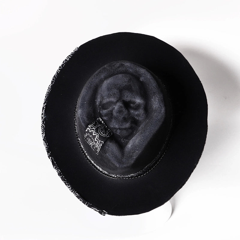 Halloween New sad Reaper Handmade Skull Hat Felt Cowboy Hat Independent Station