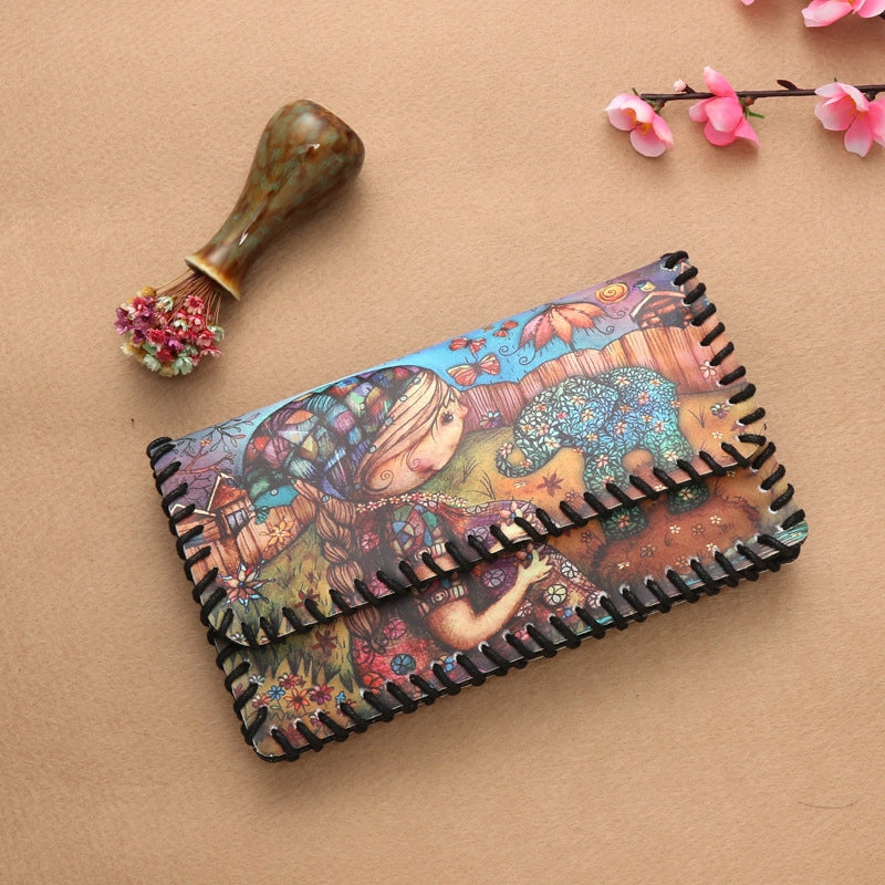 Women's Pu Leather Printing Animal Vintage Style Square Magnetic Buckle Phone Wallets