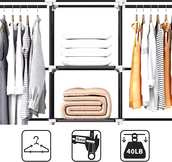 3 Column Cloth Wardrobe. Portable Fabric Wardrobe for Clothes