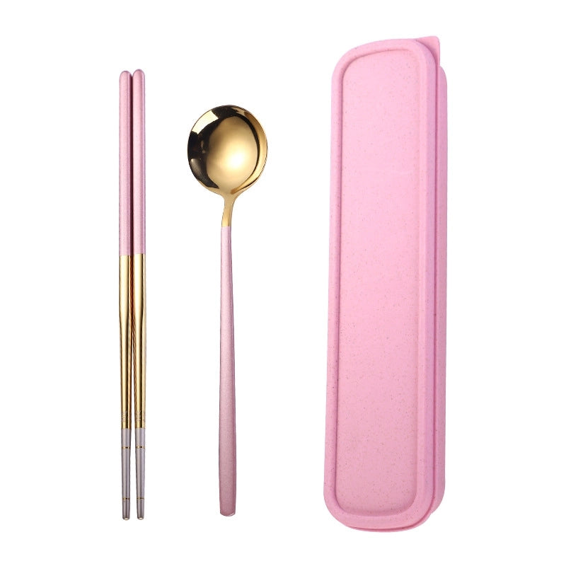 Fashion Solid Color Stainless Steel Tableware 1 Set