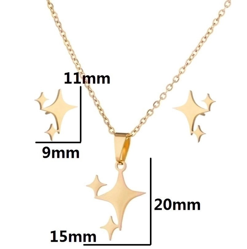 Minimalist Star 201 Stainless Steel 18K Gold Plated Plating Earrings Necklace