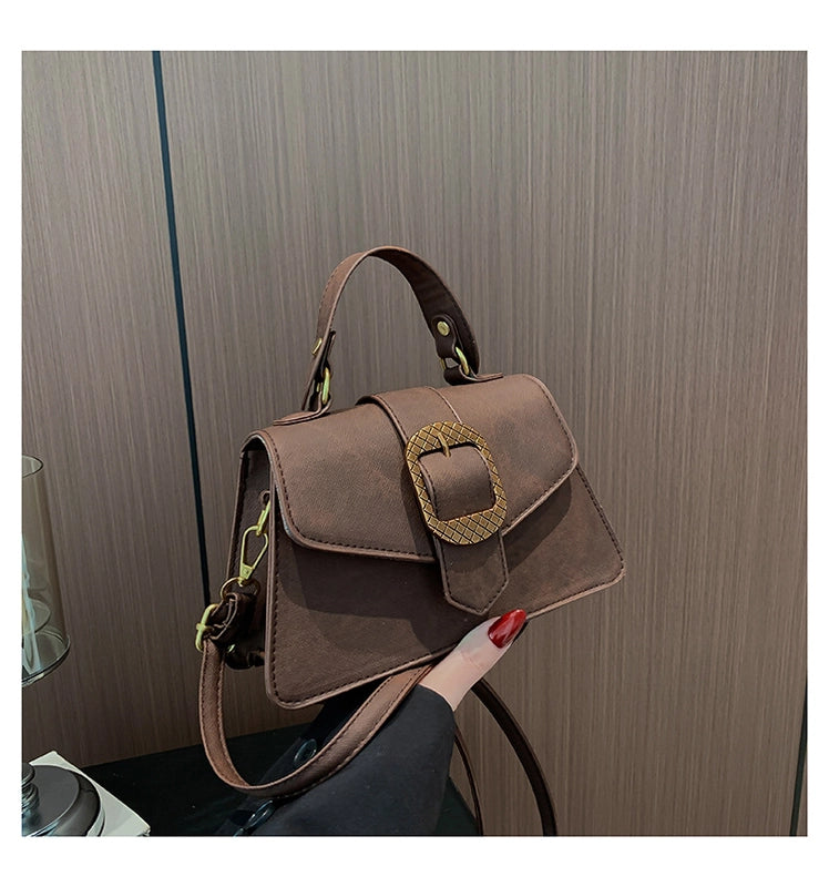 Women's Pu Leather Solid Color Streetwear Square Flip Cover Handbag