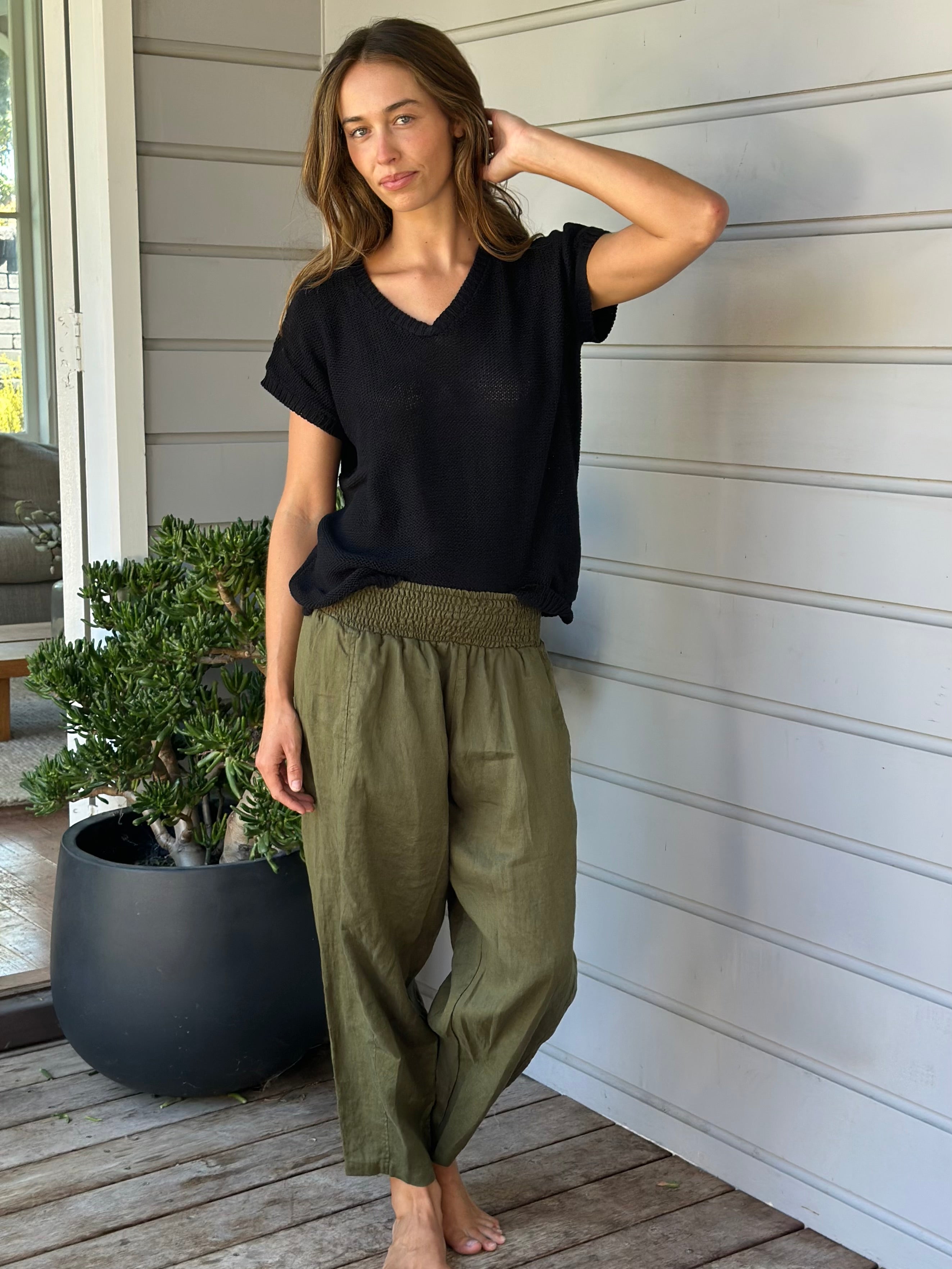frankie pants - army linen