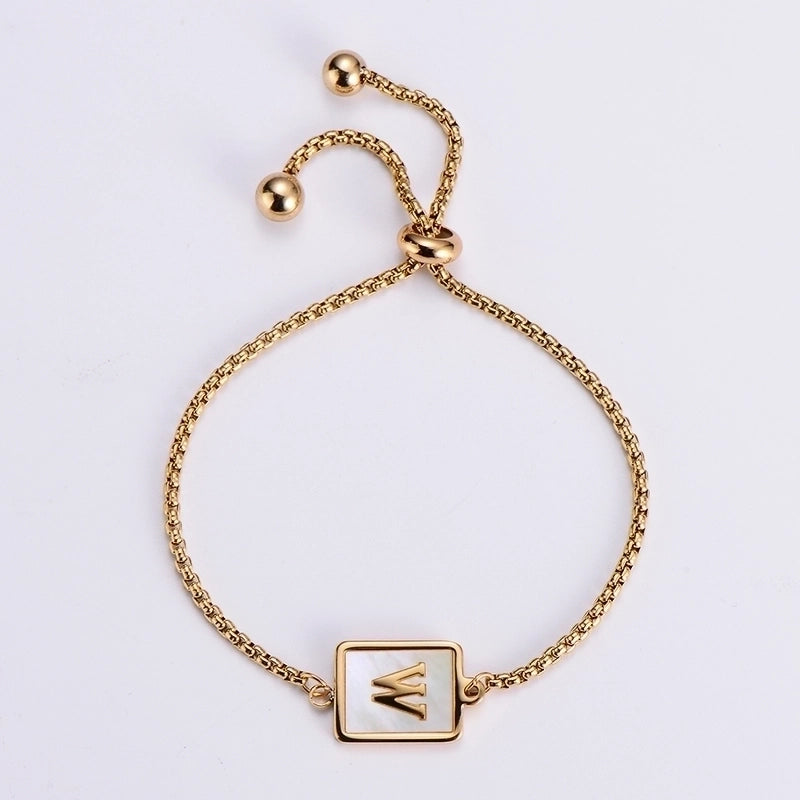 Minimalist Letter 304 Stainless Steel 18K Gold Plated Shell Bracelets In Bulk
