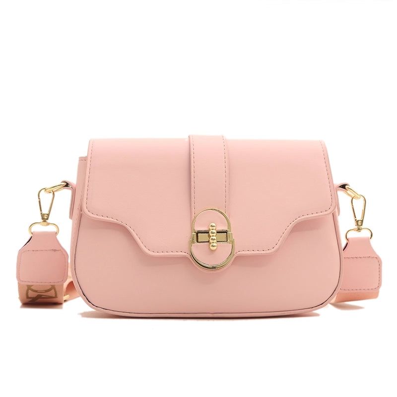 Women's Medium Pu Leather Solid Color Vintage Style Classic Style Lock Clasp Crossbody Bag
