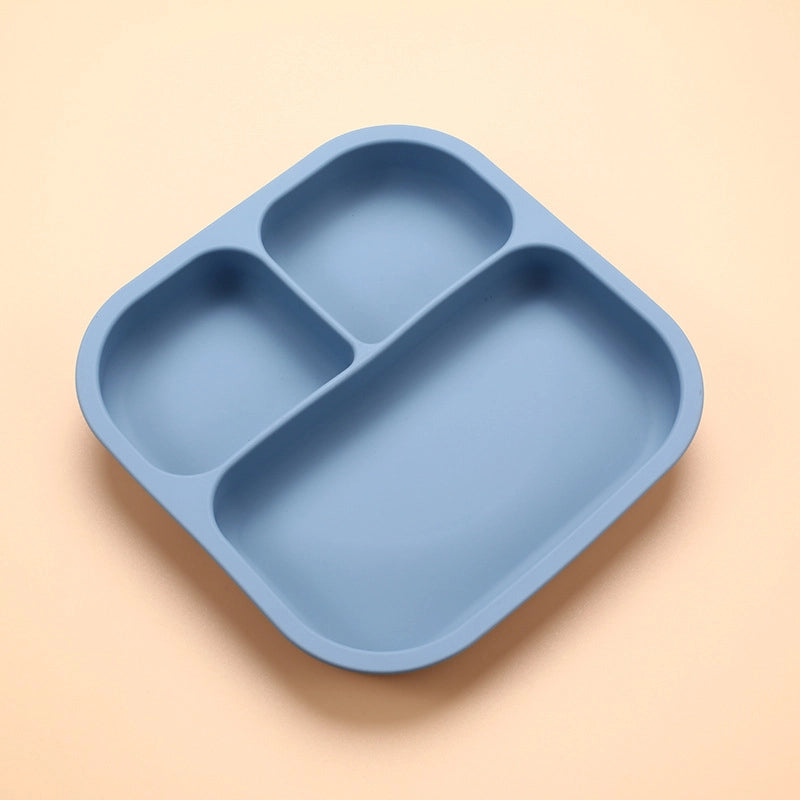 Silicone Plate Food Grade Complementary Food Sucker Bowl Square  Tableware Thickened Drop-resistant Tableware