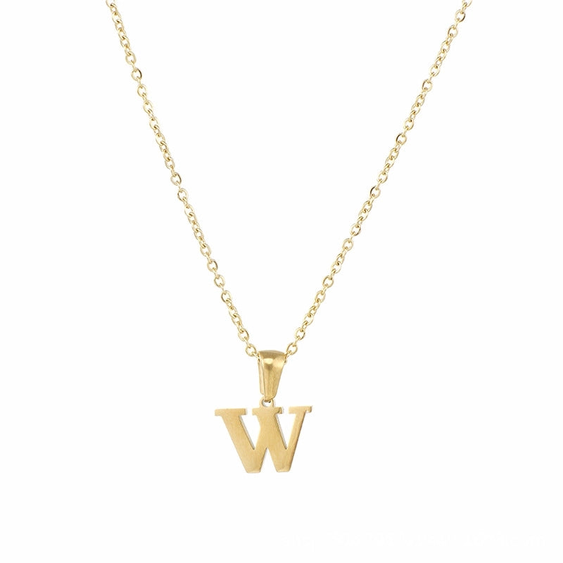 Minimalist Letter Stainless Steel Plating Pendant Necklace